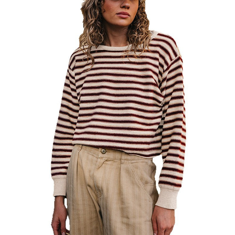 Gestreifter Colorblock-Pullover aus weichem Strick – Produktansicht 4