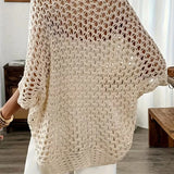 Häkel-Cardigan mit Ajour-Muster in Hellbeige – Produktansicht 2