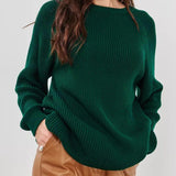 Unifarbener Grobstrick-Pullover in bequemer Passform – Produktansicht 13