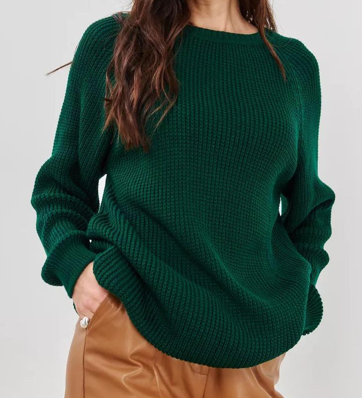 Unifarbener Grobstrick-Pullover in bequemer Passform – Produktansicht 13
