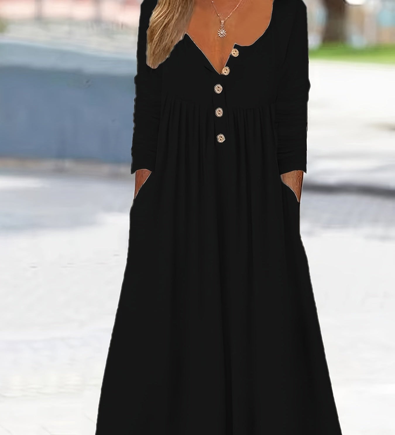 Midikleid mit Knöpfen vorne – Produktansicht 2