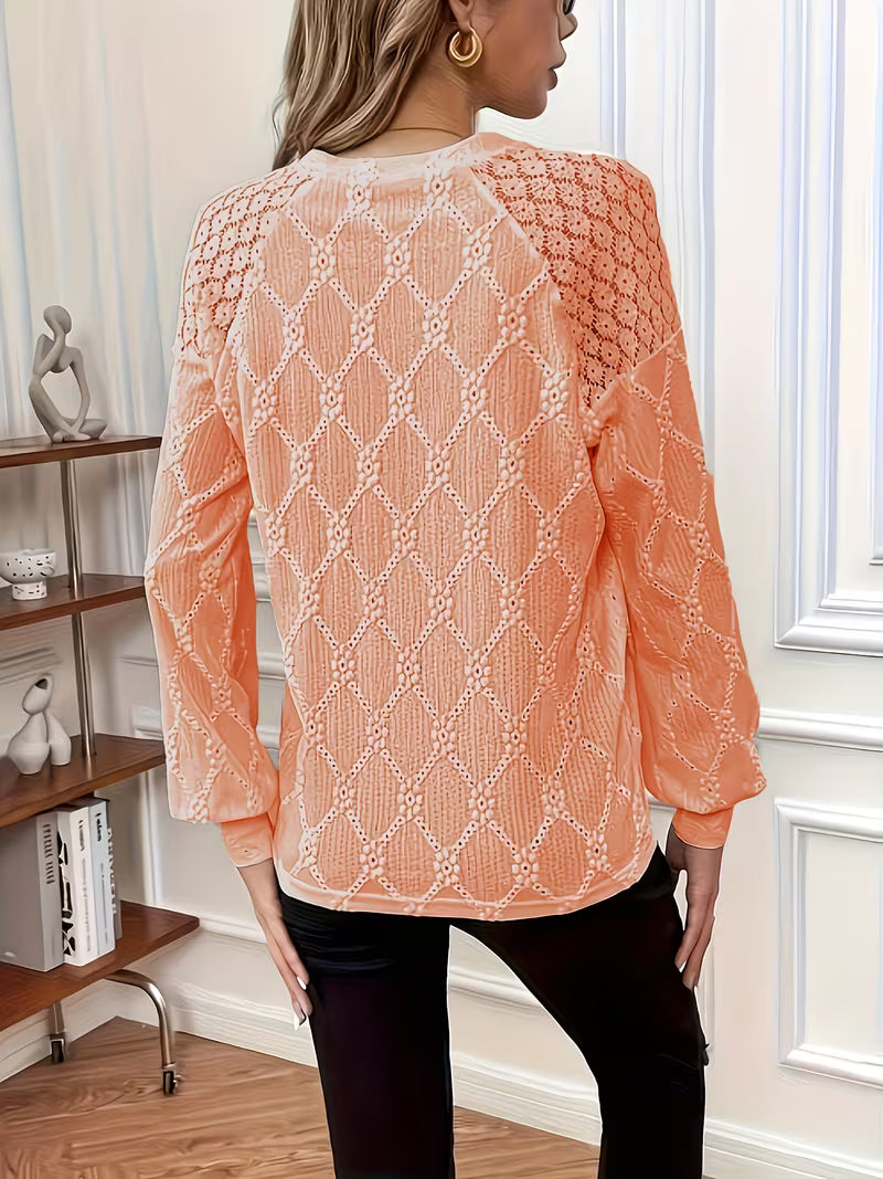 Bluse mit Rundhalsausschnitt und langen Ärmeln – Produktansicht 10