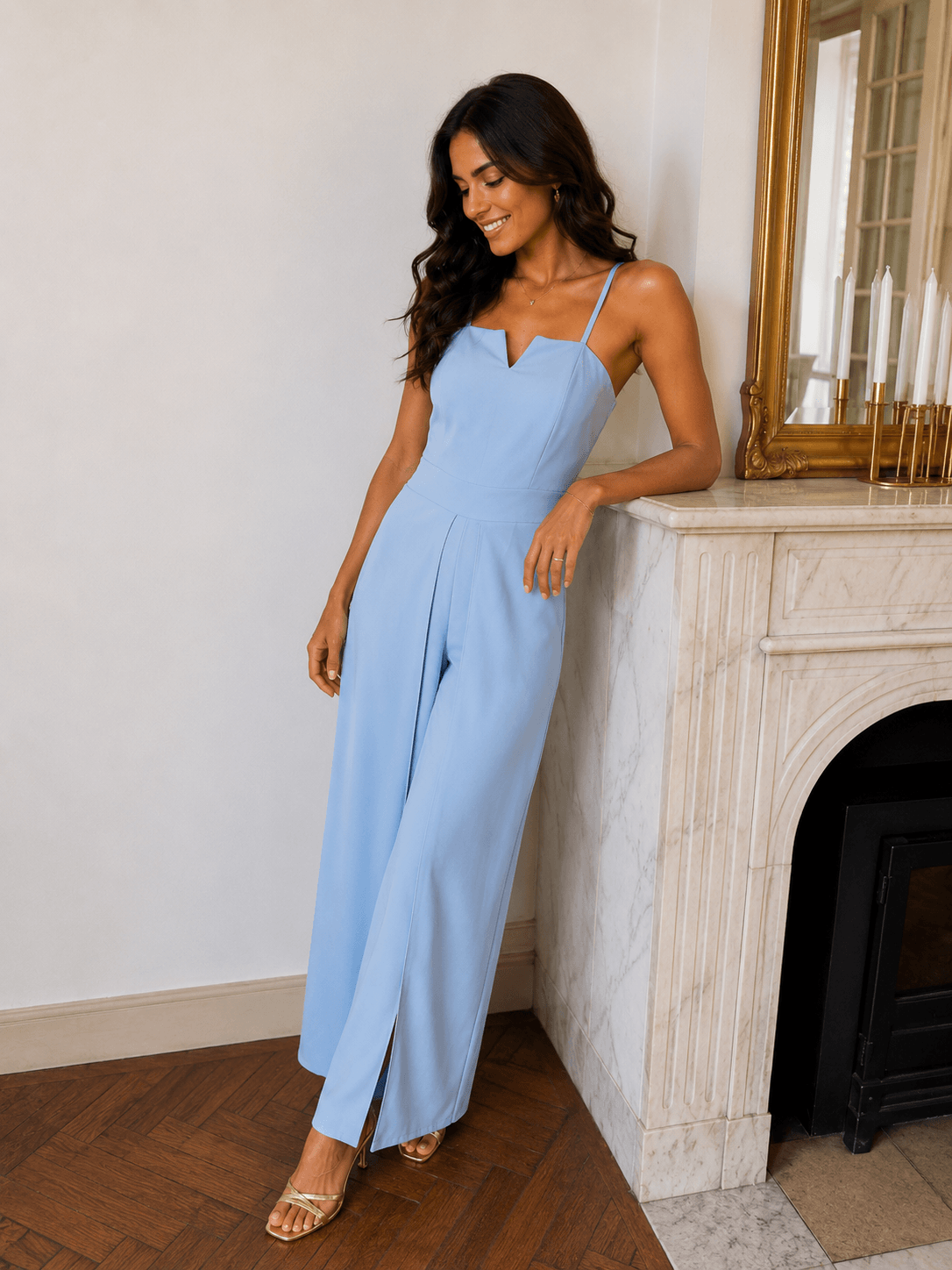 Ava | Eleganter Jumpsuit mit schmalen Trägern und weitem Bein