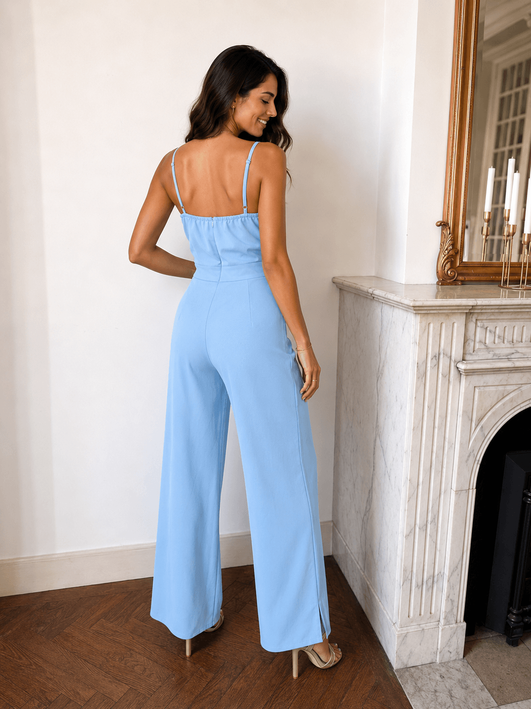 Ava | Eleganter Jumpsuit mit schmalen Trägern und weitem Bein