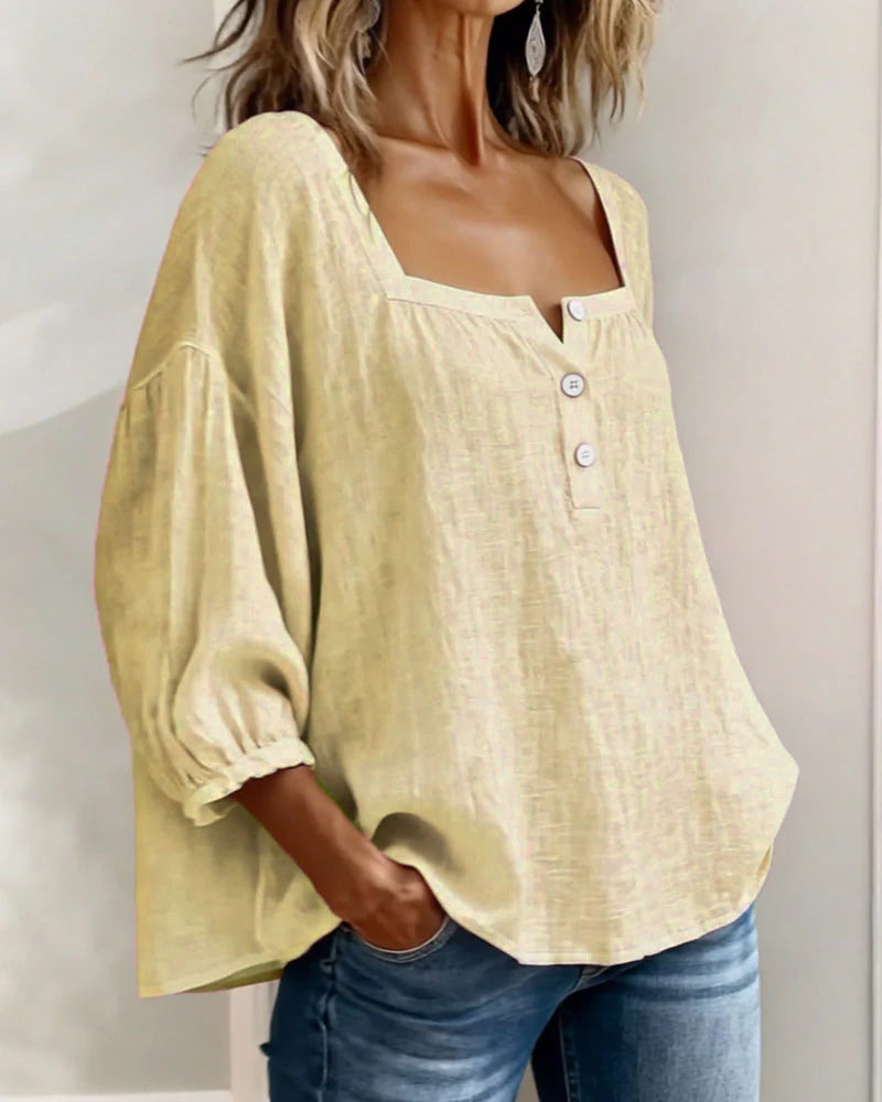Bluse mit quadratischem Ausschnitt und 3/4-Ärmeln – Produktansicht 20