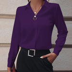 Langärmelige Bluse mit Kragen und Perlendetails – Produktansicht 10