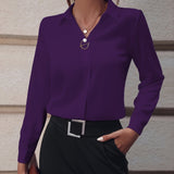 Langärmelige Bluse mit Kragen und Perlendetails – Produktansicht 10