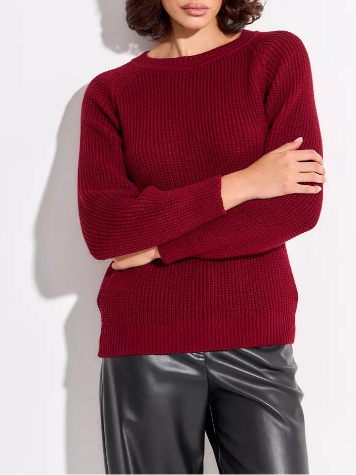 Unifarbener Grobstrick-Pullover in bequemer Passform – Produktansicht 6