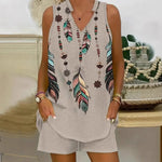 Bequemes Set aus Oberteil und Shorts im Boho-Stil – Produktansicht 1