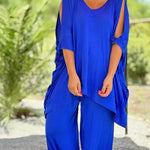 Elegantes Set aus Oberteil und Hose mit seitlichem Schlitz – Produktansicht 1