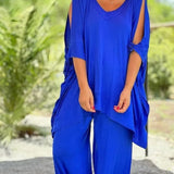 Elegantes Set aus Oberteil und Hose mit seitlichem Schlitz – Produktansicht 1