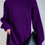 Rollkragenpullover mit Raglanärmeln und Saumschlitz – Produktansicht 2