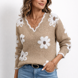 Weicher Pullover mit floralem Strickmuster – Produktansicht 6