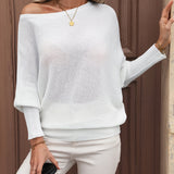 Eleganter schulterfreier Pullover mit Ballonärmeln – Produktansicht 4
