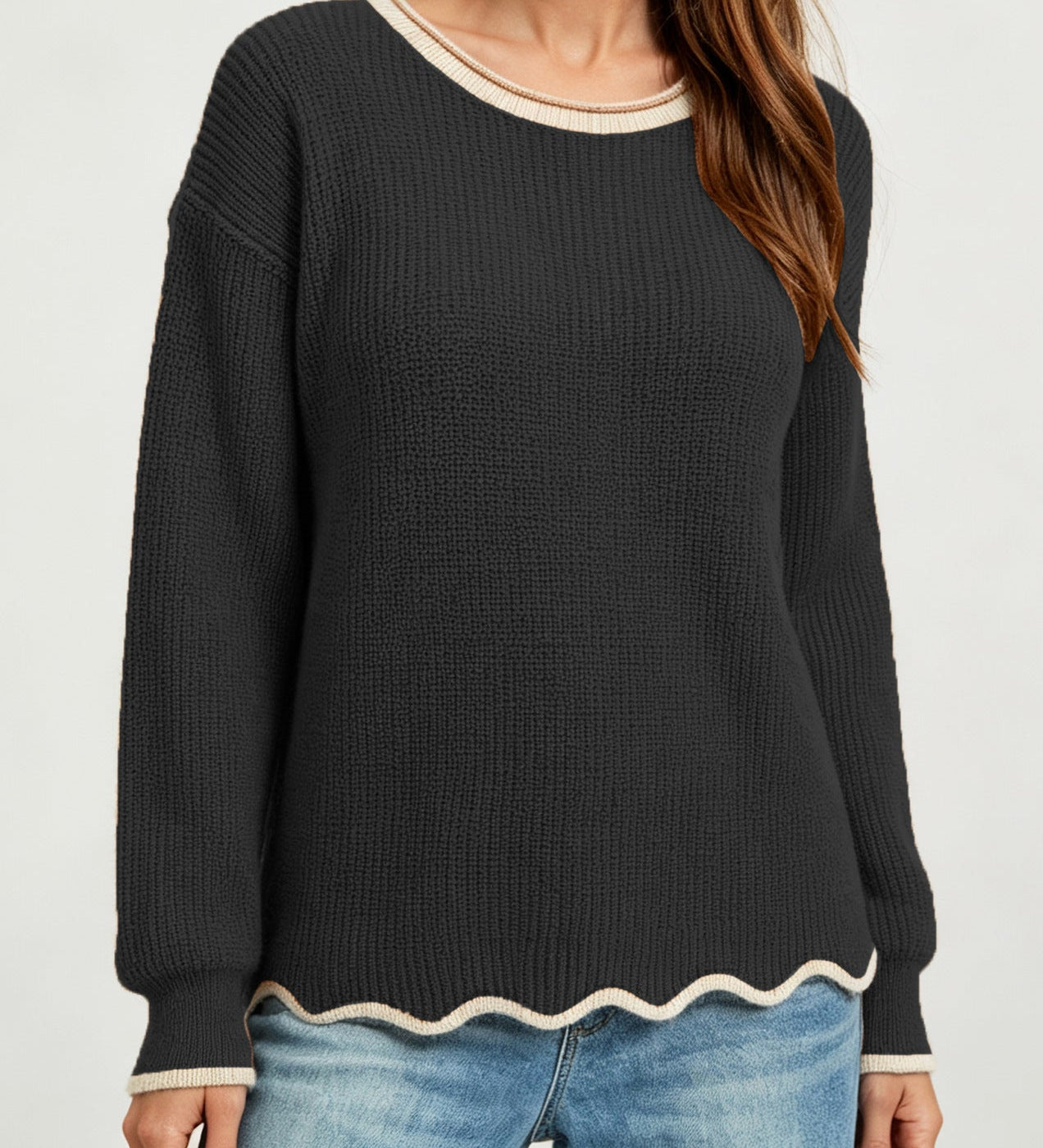 Weiter Pullover mit Rundhalsausschnitt für jeden Tag – Produktansicht 6