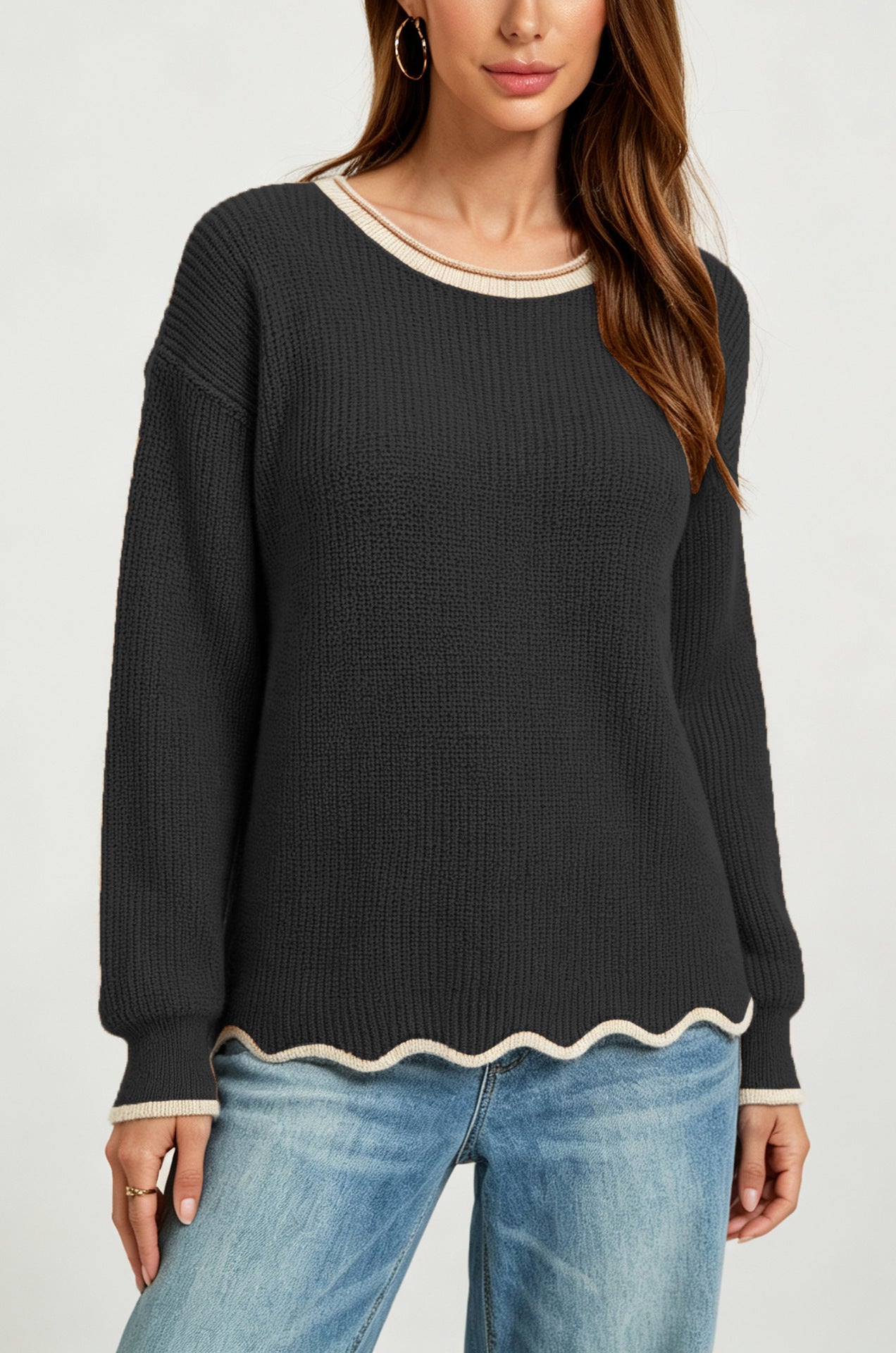 Weiter Pullover mit Rundhalsausschnitt für jeden Tag – Produktansicht 6