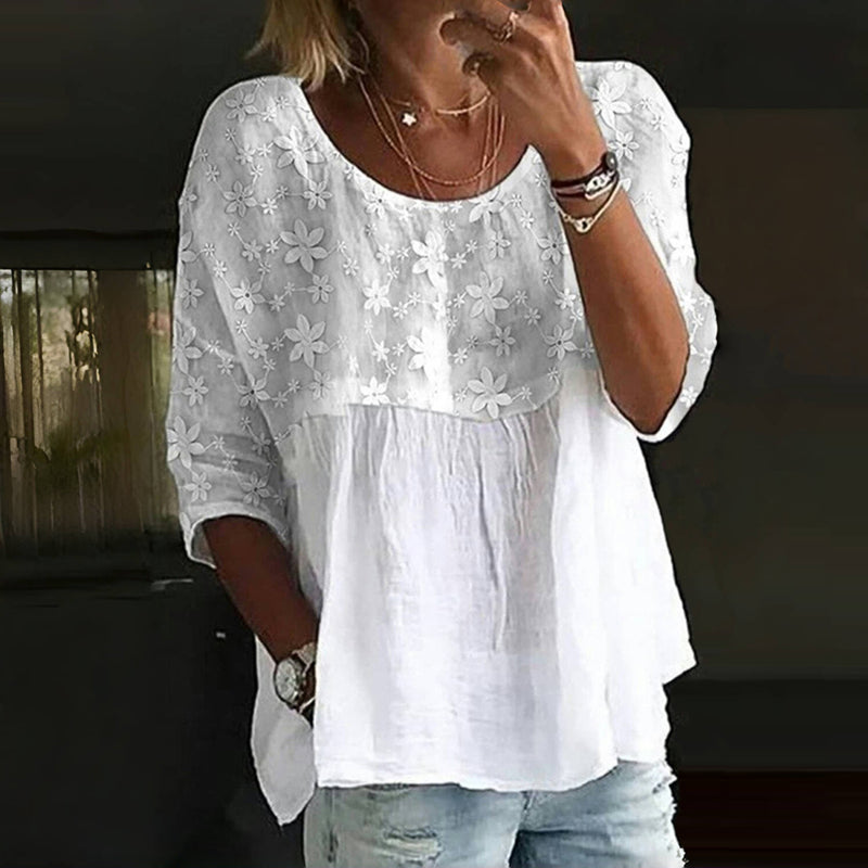 Bestickte Bluse mit Dreiviertelärmeln – Produktansicht 2