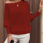 Eleganter schulterfreier Pullover mit Ballonärmeln – Produktansicht 6