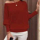 Eleganter schulterfreier Pullover mit Ballonärmeln – Produktansicht 6