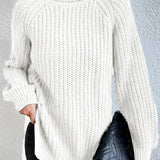 Rollkragenpullover mit Raglanärmeln und Saumschlitz – Produktansicht 15
