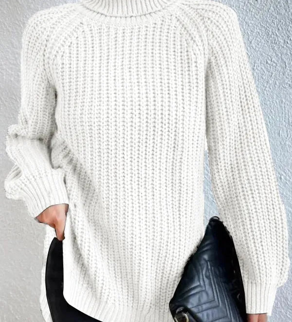 Rollkragenpullover mit Raglanärmeln und Saumschlitz – Produktansicht 15