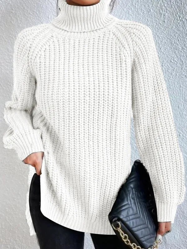 Rollkragenpullover mit Raglanärmeln und Saumschlitz – Produktansicht 15
