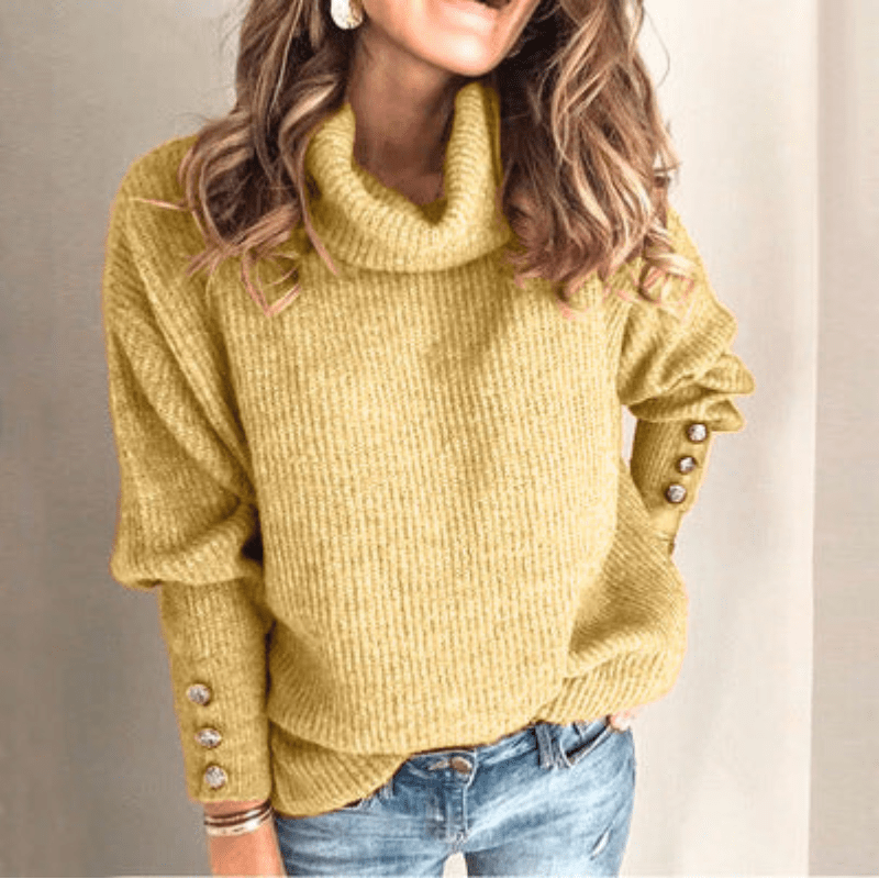 Feinstrick-Rollkragenpullover mit Puffärmeln – Produktansicht 4