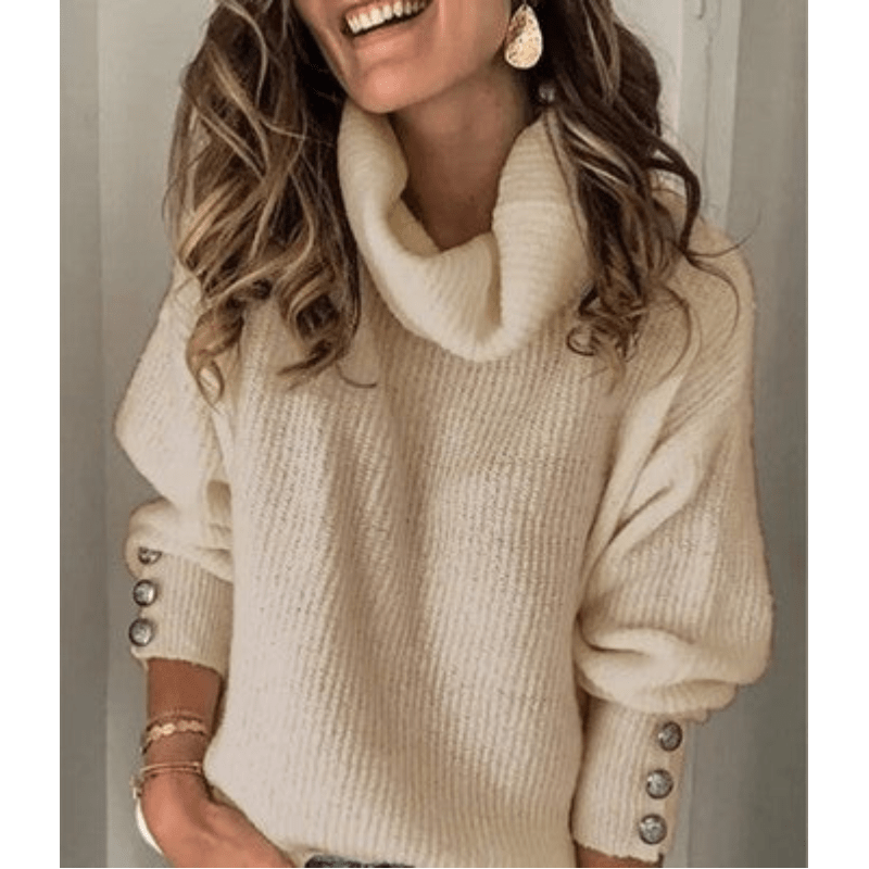 Feinstrick-Rollkragenpullover mit Puffärmeln – Produktansicht 3