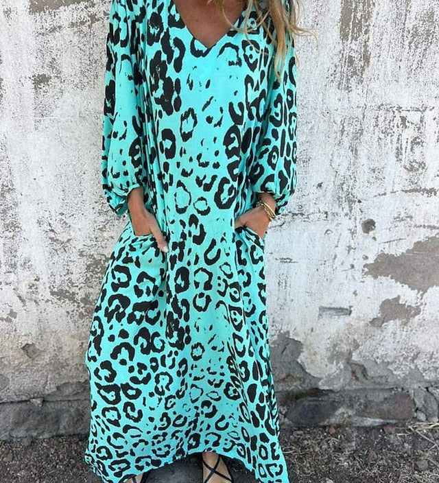 Bequemes Maxikleid im Leopardenmuster – Produktansicht 1