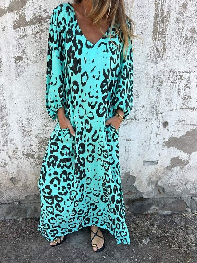 Bequemes Maxikleid im Leopardenmuster – Produktansicht 1