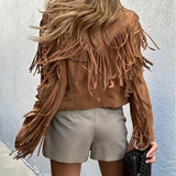 Wildlederjacke mit Reverskragen und Fransen – Produktansicht 5