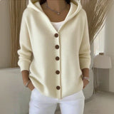 Elegante Strickjacke mit Kapuze und Knopfleiste – Produktansicht 3