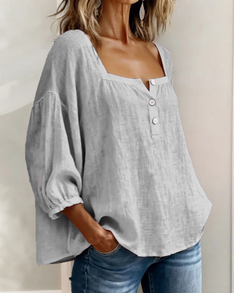Bluse mit quadratischem Ausschnitt und 3/4-Ärmeln – Produktansicht 21