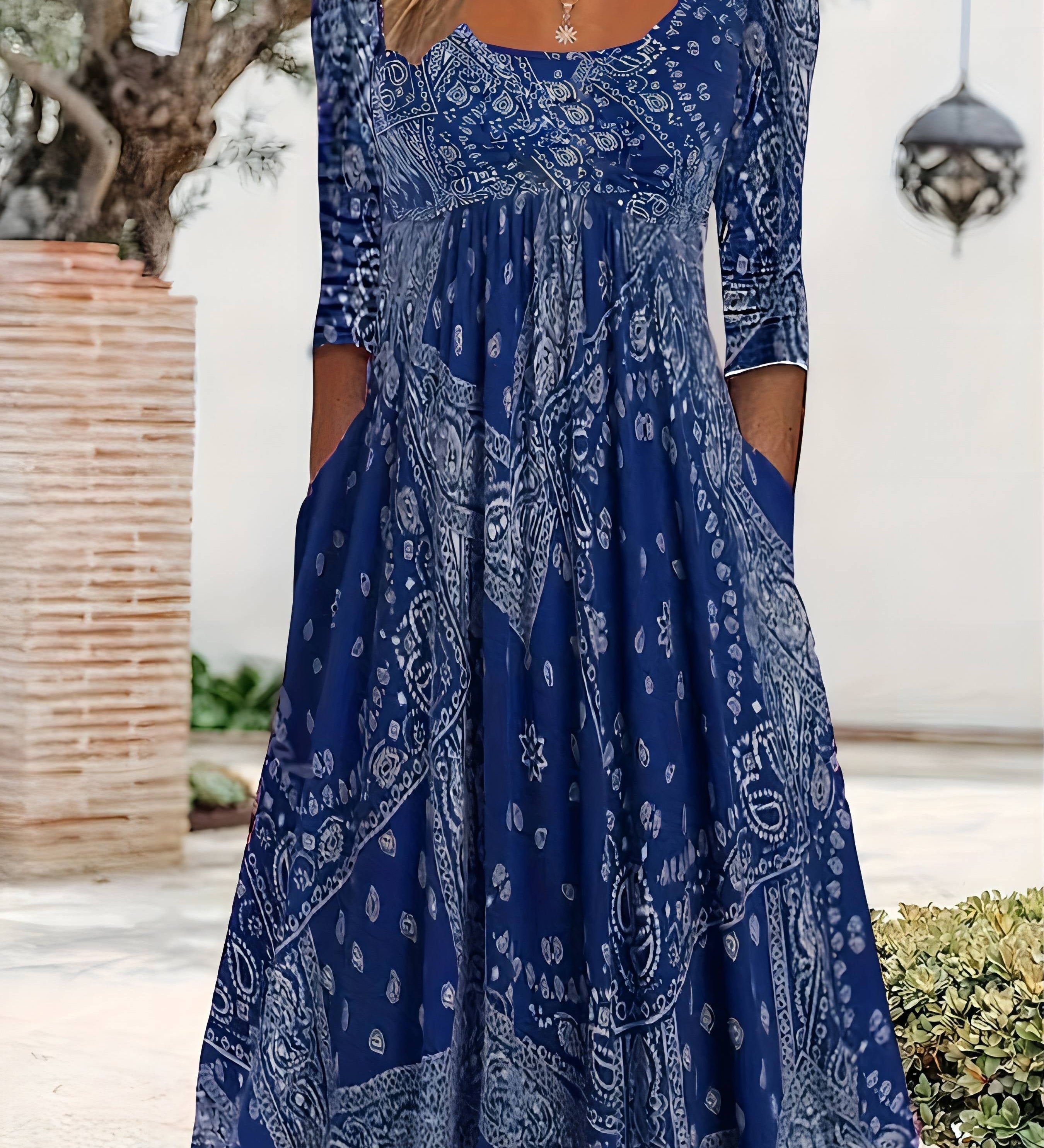Lässiges langes Midikleid mit Ärmeln – Produktansicht 4