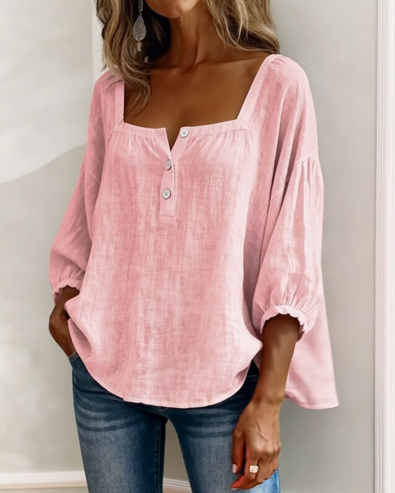 Bluse mit quadratischem Ausschnitt und 3/4-Ärmeln – Produktansicht 14
