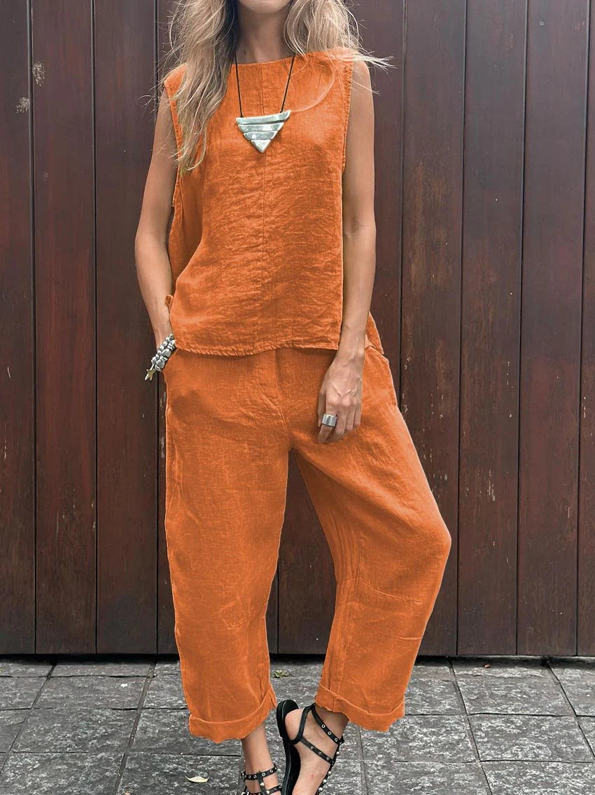 Elegantes zweiteiliges Ensemble in ärmelloser Form – Produktansicht 5