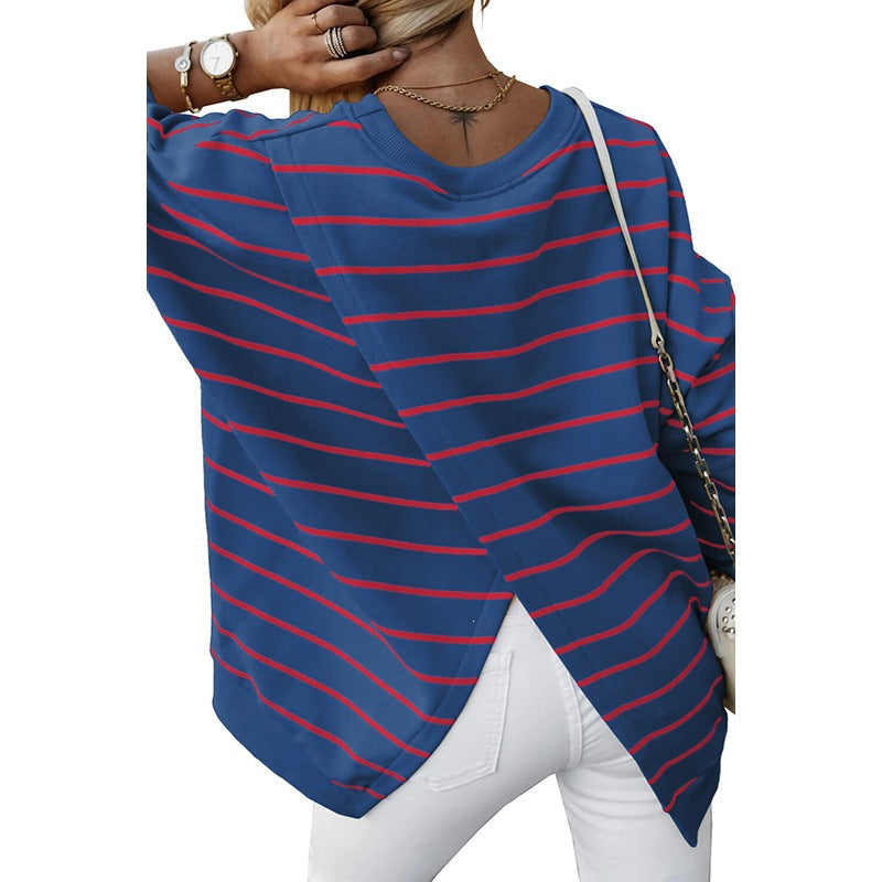 Gestreiftes Sweatshirt mit Rundhalsausschnitt – Produktansicht 7