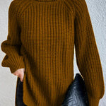 Rollkragenpullover mit Raglanärmeln und Saumschlitz – Produktansicht 5