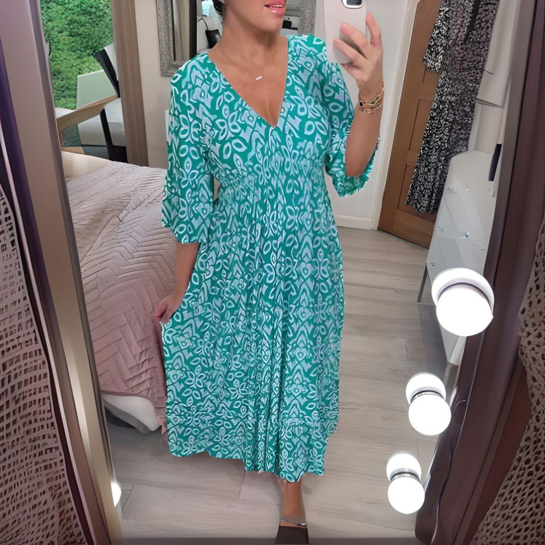 Luftiges Boho-Kleid mit buntem Druck – Produktansicht 6
