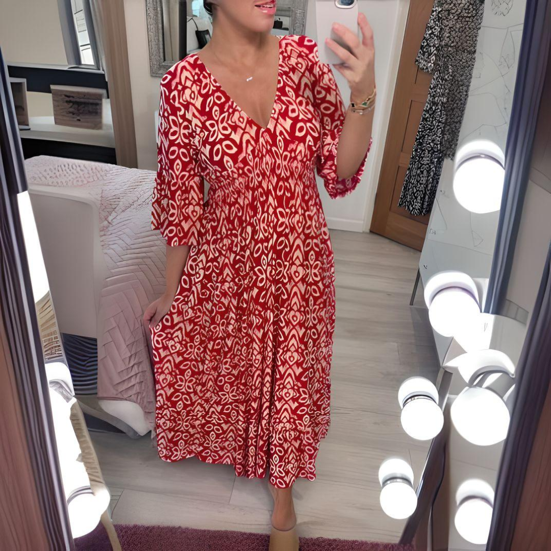 Luftiges Boho-Kleid mit buntem Druck – Produktansicht 1