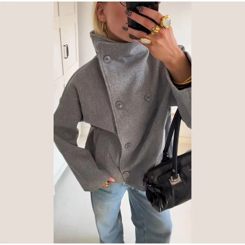 Damen-Mantel mit hohem Kragen – Produktansicht 7