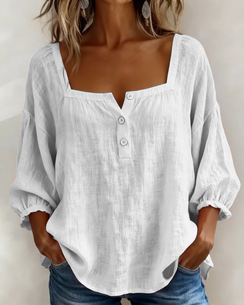 Bluse mit quadratischem Ausschnitt und 3/4-Ärmeln – Produktansicht 3