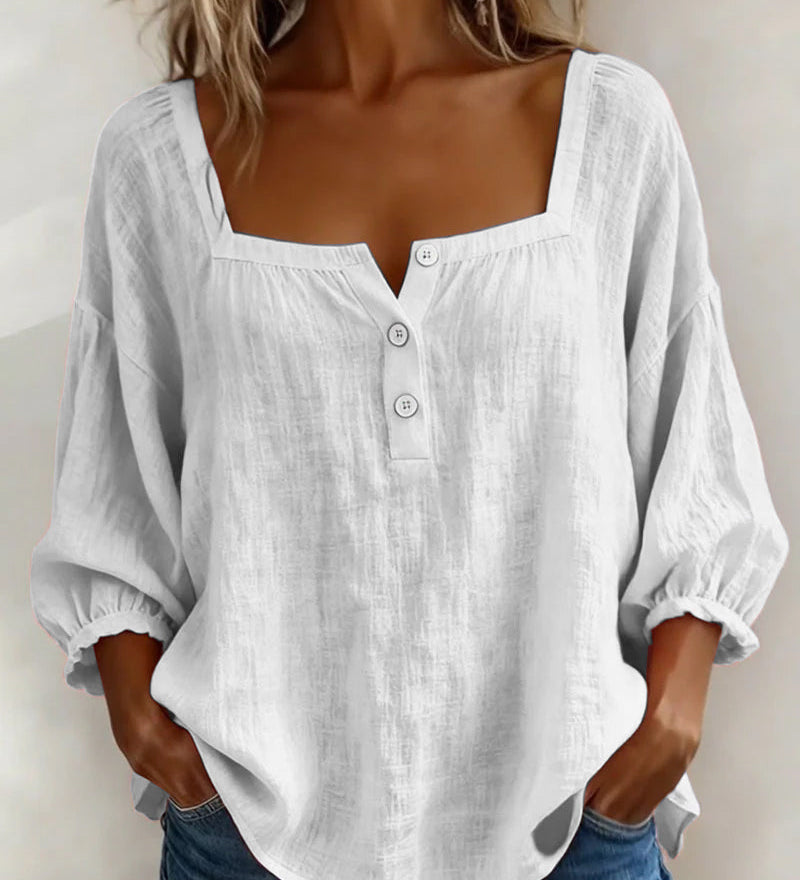Bluse mit quadratischem Ausschnitt und 3/4-Ärmeln – Produktansicht 3