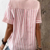 Gestreifte Bluse mit weitem Schnitt und Knopfleiste – Produktansicht 5