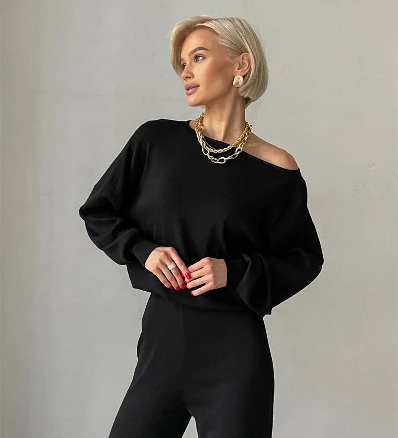 Elegantes Set aus Oberteil und Hose im schulterfreien Schnitt – Produktansicht 2
