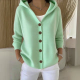 Elegante Strickjacke mit Kapuze und Knopfleiste – Produktansicht 4