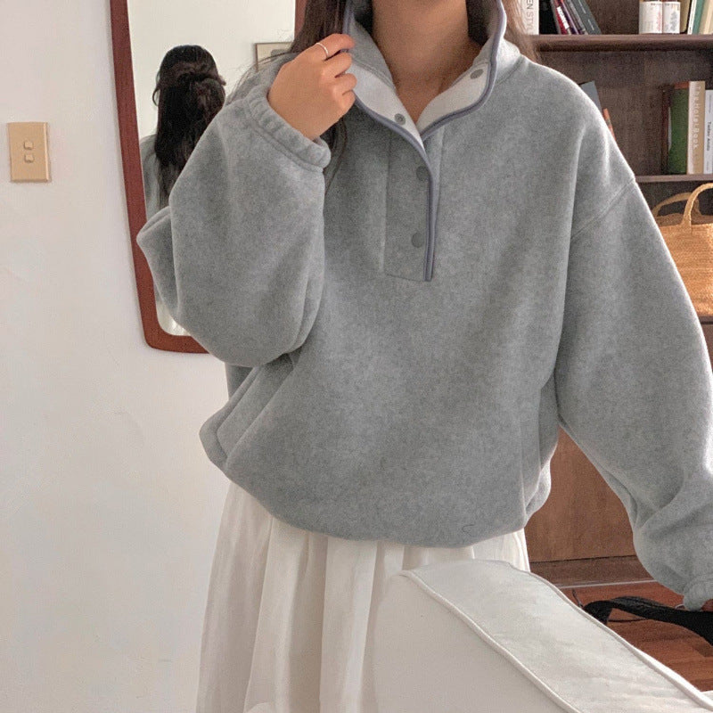 Dickes Fleece-Sweatshirt mit wärmendem Stehkragen – Produktansicht 5