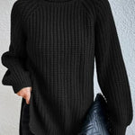 Rollkragenpullover mit Raglanärmeln und Saumschlitz – Produktansicht 1