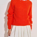 Unifarbener Grobstrick-Pullover in bequemer Passform – Produktansicht 8