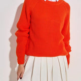 Unifarbener Grobstrick-Pullover in bequemer Passform – Produktansicht 8